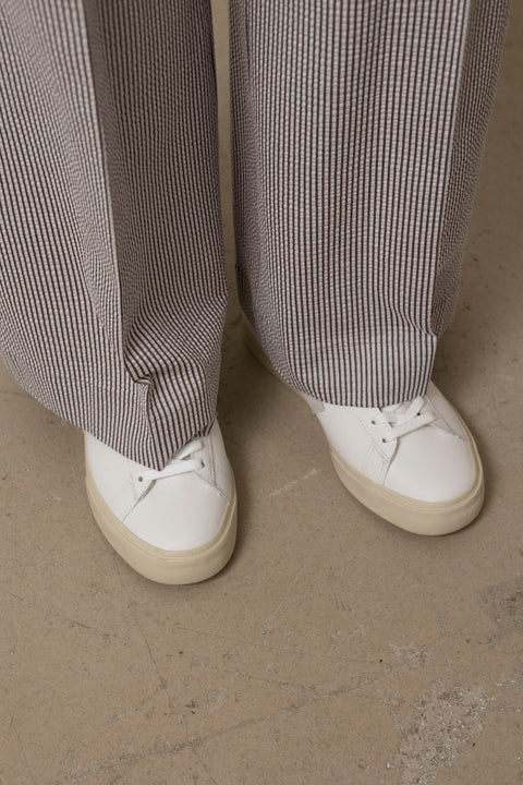 Bukse - Flared Trousers Coolmax Seersucker Tobacco/White