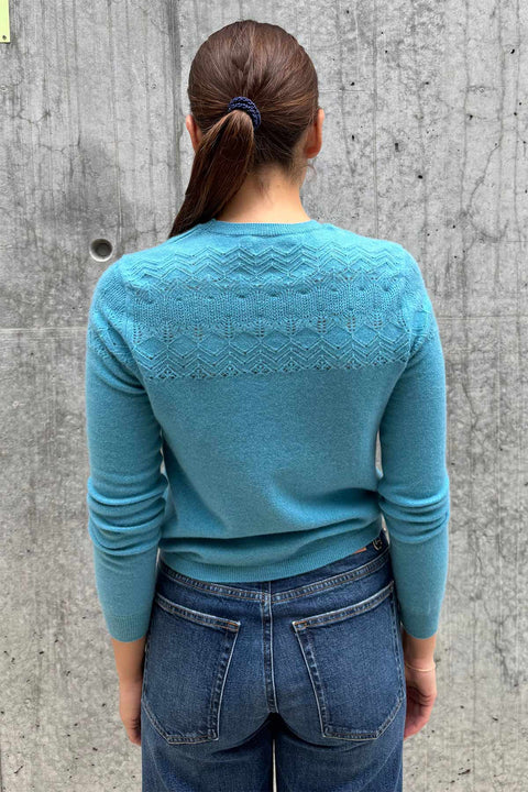 Genser - Emelie LS Cashmere Top Cerulean