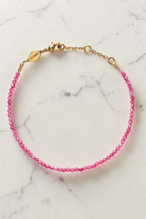 Bolina ANNI LU Pink Mood Hibiscus Soda bracelet with faceted pink glass beads and gold-tone metal hardware