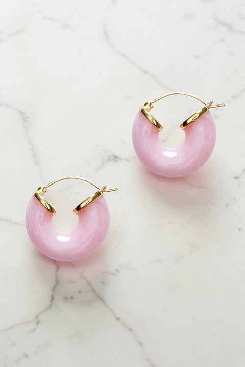 Bolina ANNI LU Big Swell Hoops in rose blush acetate with gold-tone accents and a chunky, rounded design.