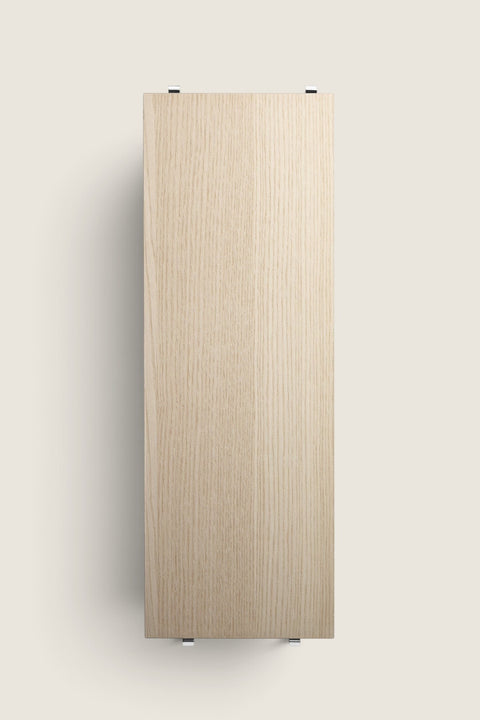 Bolina String System ash wood shelf board with clear lacquer finish for modular wall shelving