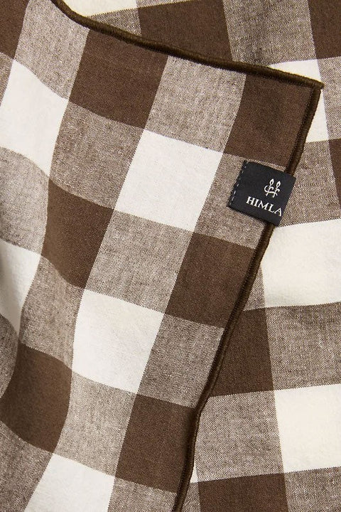 Bolina Bettyhill kitchen towel in chocolate brown and white checkered cotton linen blend with overlock edge detail