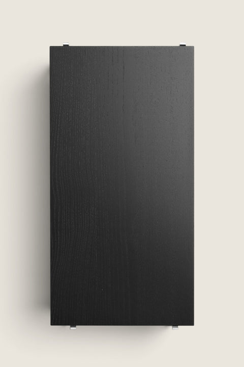 Bolina black ash veneer shelf board for String System, 58x30 cm rectangular wooden shelf with visible wood grain