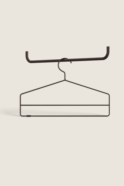 Bolina dark brown metal clothes hanger with an additional steel bar for extra storage in a 4-pack set