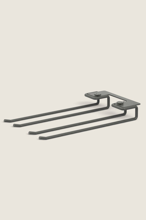 Bolina dark grey metal glass hanger rack for String System shelving, 14x20 cm size, set of two.