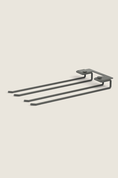 Bolina dark grey metal glass hanger rack for String System shelving, 14x30 cm size, set of two.
