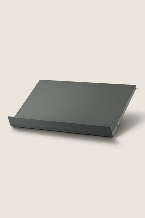 Bolina dark grey metal magazine shelf for String System, 58x30 cm display ledge for books and magazines
