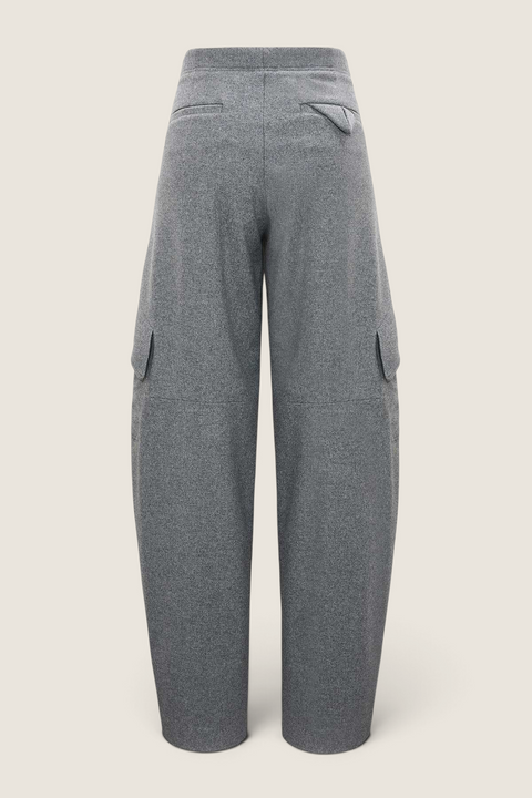 Bolina Dorothee Schumacher grey melange wool barrel-leg cargo pants with side pockets and elastic waistband