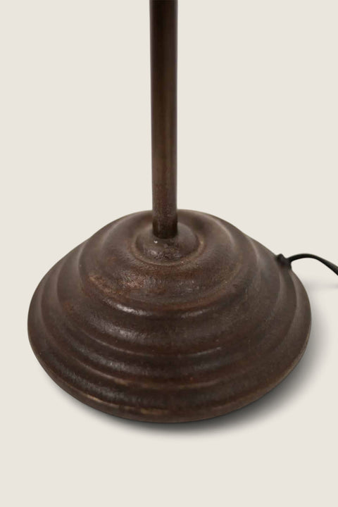 Bolina Jess lamp base in dark iron with a slim, minimalist design and a round, tiered pedestal base.