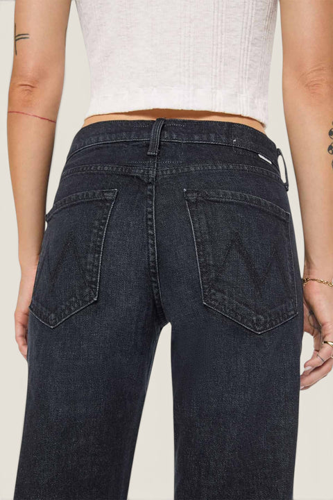 Bolina MOTHER The Reifler Starry-Eyed black denim jeans with back pockets, shown from behind on a model.