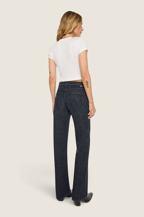 Bolina MOTHER The Reifler Starry-Eyed jeans in deep black denim with a relaxed straight leg fit and mid-rise waist.