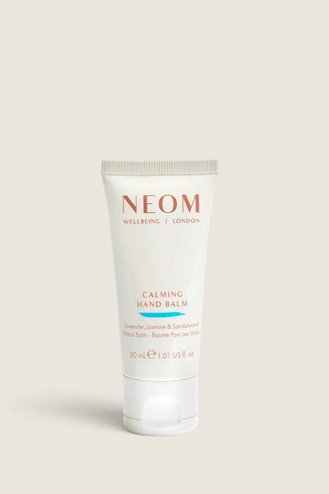 Bolina NEOM Calming Hand Balm 30ml tube with lavender, jasmine, and sandalwood scent for moisturizing dry skin.