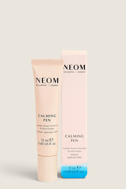 Bolina NEOM Calming Pen rollerball with lavender, chamomile, and sweet orange essential oils in a 12ml tube.