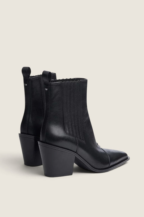 Bolina Rag & Bone Newbury black leather Chelsea boots with western-inspired block heel and square toe