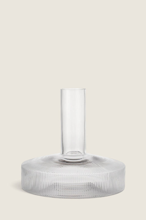 Bolina Ripple wine carafe in clear mouth-blown glass with a distinctive ribbed texture and wide base.