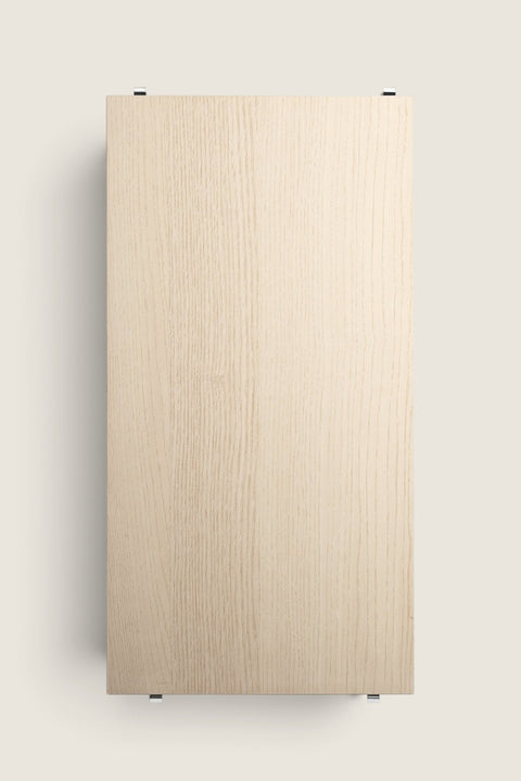 Bolina String System ash wood shelf plate with clear lacquer finish, 58x30 cm, compatible with String shelving units.