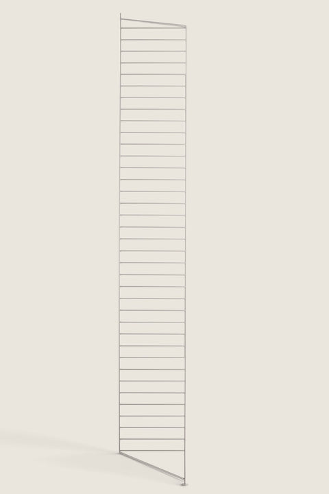 Bolina String System floor-standing beige powder-coated steel shelf side panel, 200cm tall.