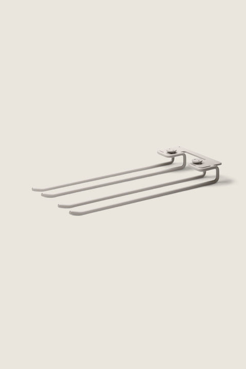 Bolina String System beige glass hanger accessory for organizing stemware in a modular shelving unit