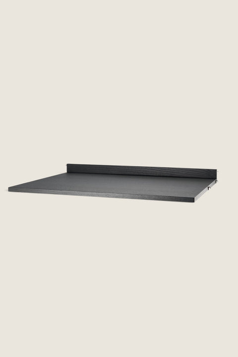 Bolina String System work desk in black stained ash wood, 78x58 cm, designed for modular shelving units.