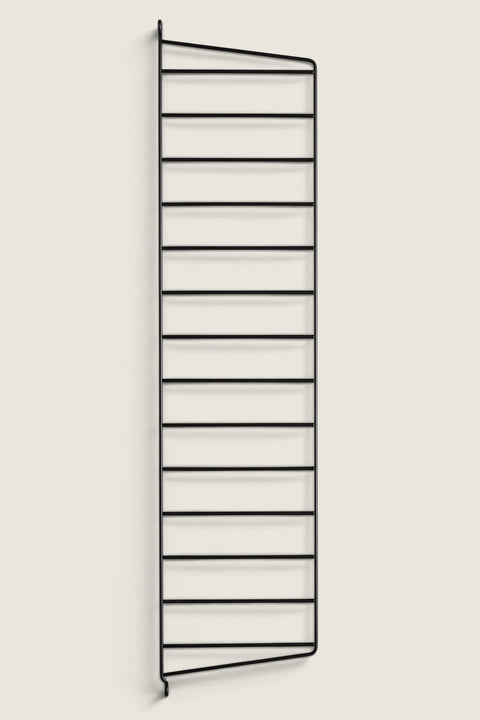 Bolina String System wall panel in black powder-coated steel, 75cm high and 20cm deep, sold as a 2-pack.
