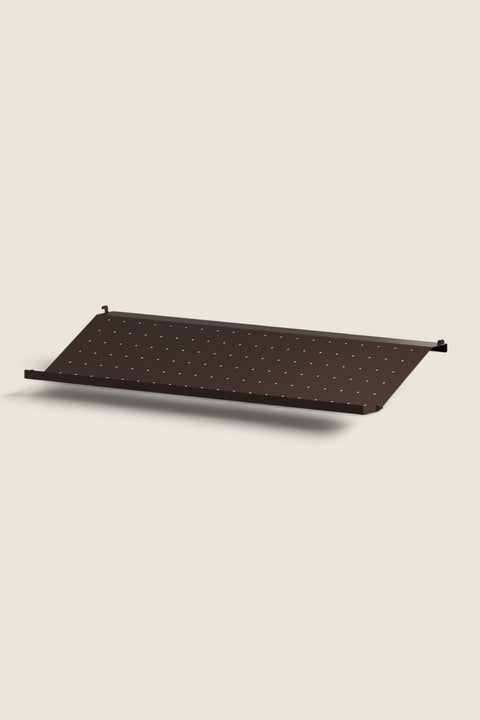 Bolina String System dark brown metal shoe shelf with perforated design for modular wall storage