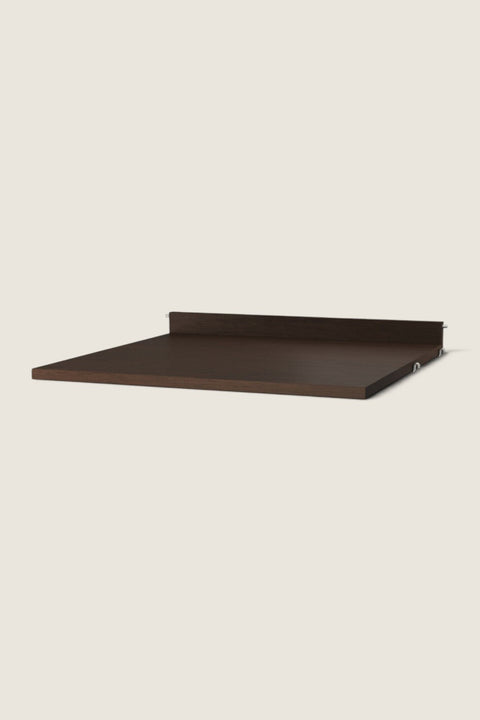 Bolina String System dark oak work desk shelf, 58x58 cm, featuring a minimalist design for home office storage.