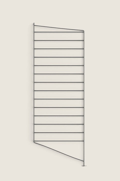 Bolina String System floor panel in dark grey, 85x30 cm metal wire frame for modular shelving units.