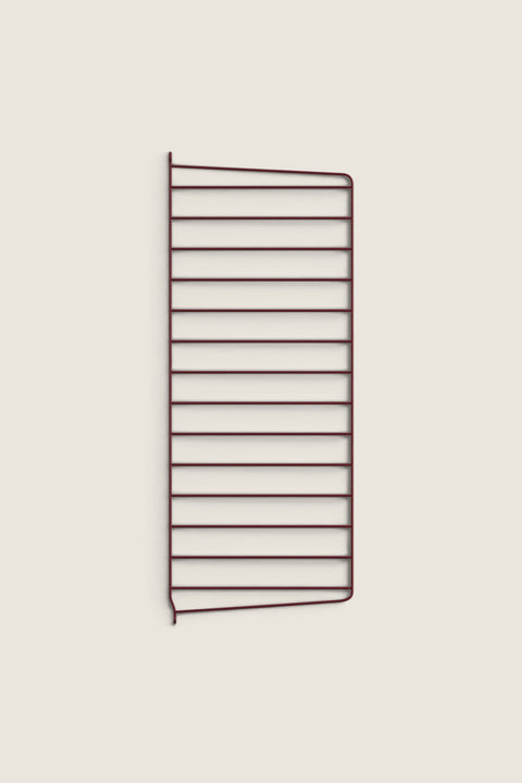 Bolina String System wall panel in dark red powder-coated steel, 75cm high and 30cm deep.