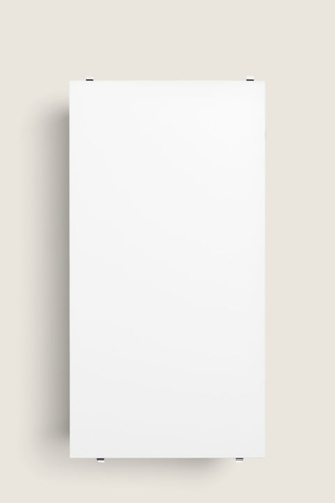 Bolina String System white lacquered MDF shelf plate, 58x30 cm, for modular wall shelving units.