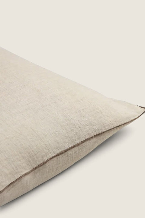 Bolina Sunshine Stitch linen cushion cover in oatmeal with a decorative contrast edge stitch