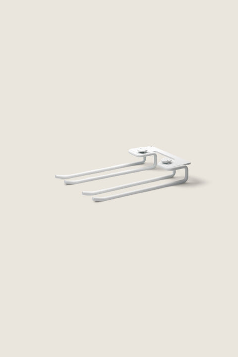 Bolina white glass hanger accessory for String System, 14x20 cm, set of two metal hooks for shelving storage.