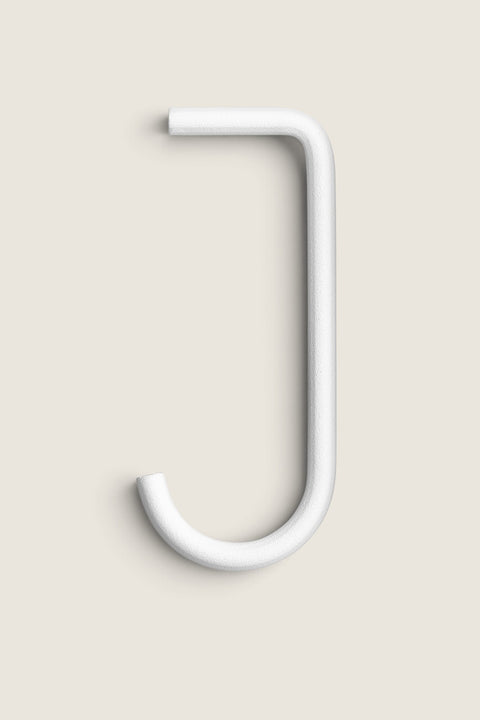 Bolina white J-hook for String System metal shelves made of powder-coated steel