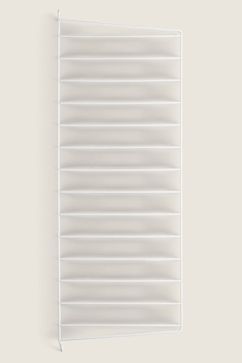 Bolina white powder-coated steel wall panel for String shelving system, 75cm high and 30cm deep.