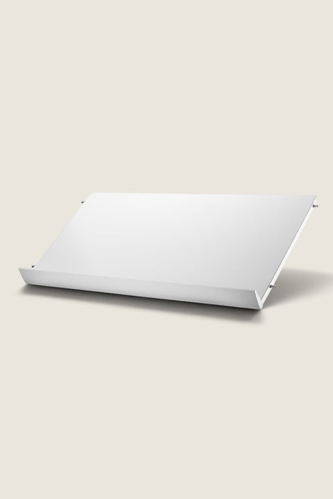 Bolina white magazine shelf for String System, 78x30 cm lacquered MDF display ledge for books and magazines.