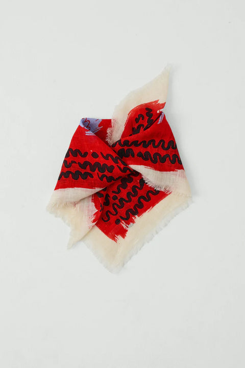 Skjerf - Market Fish Linen Bandana Poppy