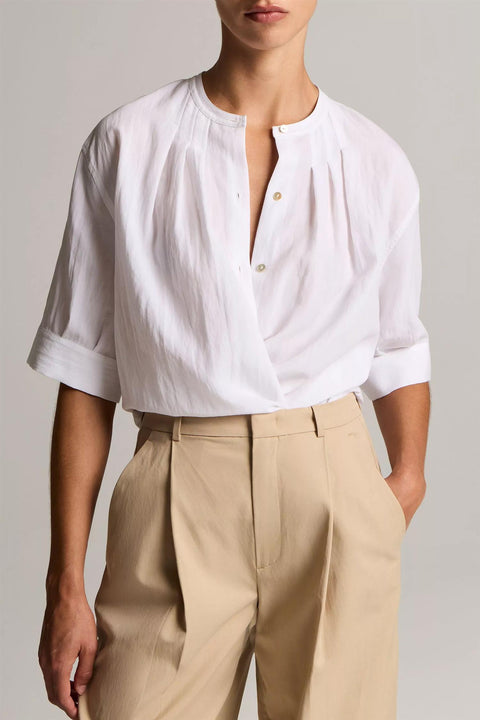 Skjorte - A-line S/S Gathered Shirt Optic White