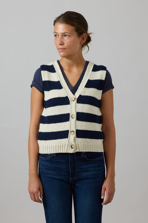 Vest - Dounya Off-White/Navy