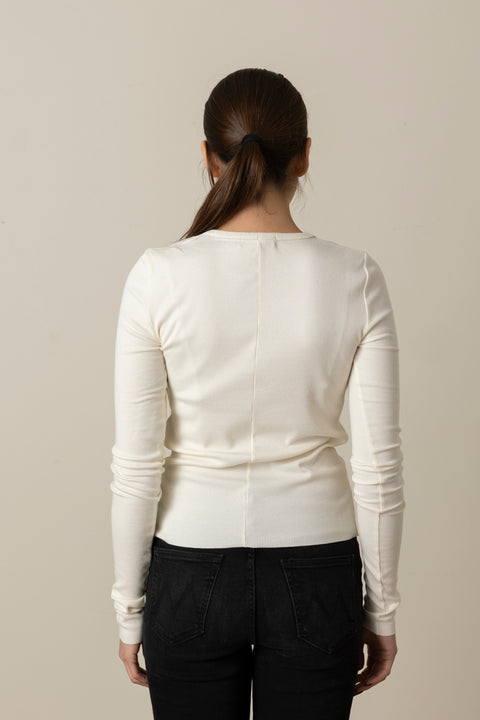 Genser - Long Sleeve Fitted Top Cream
