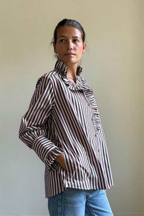 Bluse - Annemonne Blouse Wine Stripe