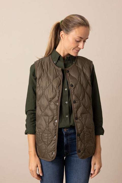 Vest - Military Crew Neck Down Vest Dark Olive