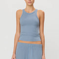 Singlet - High Neck Fitted Tank Slate