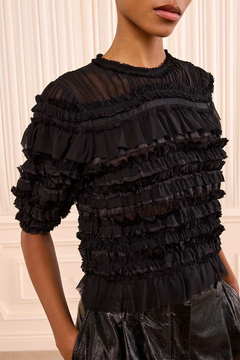 Topp - Mabel SS Silk Top Noir