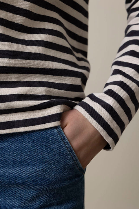 Genser - Chef Stripe Jersey Tee Slate/Vintage White