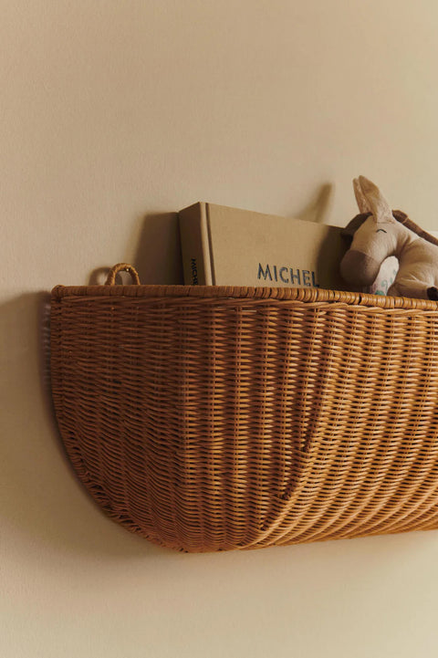 Veggkurv - Braided Wall Pocket 75x25cm Natural