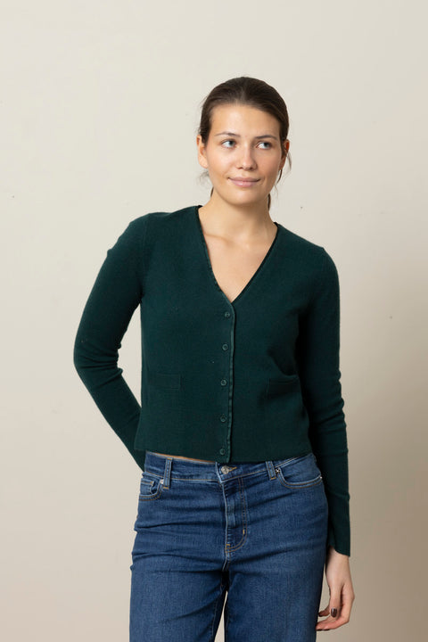 Cardigan - Satin Button V-Nk Cardi