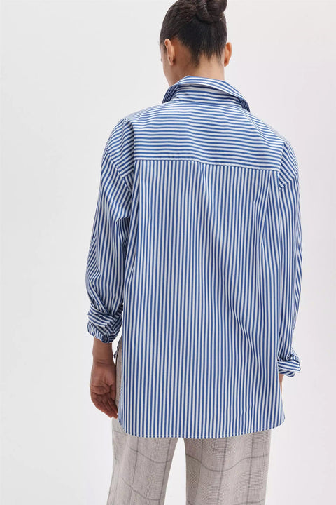 Skjorte - Connie Striped Shirt Navy Stripe