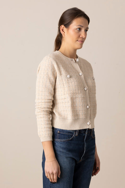 Cardigan - The Lurex Check Cream