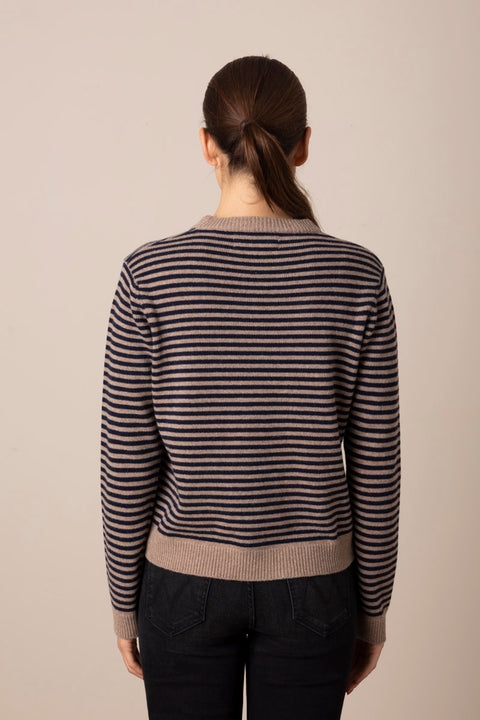 Genser - Cameron Jumper Brown/Navy Stripe