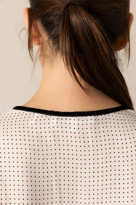 Bluse - The Tie Puff Sleeve Blouse Ecru