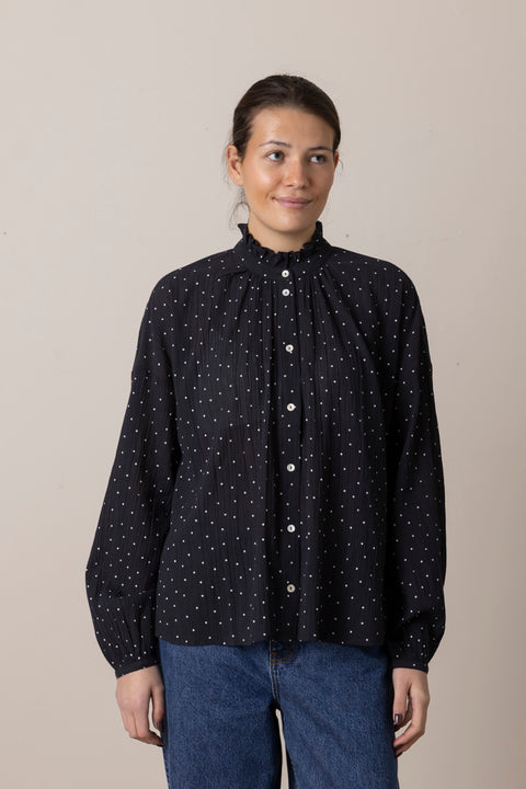 Skjorte - Hannah Shirt Black/White Dot